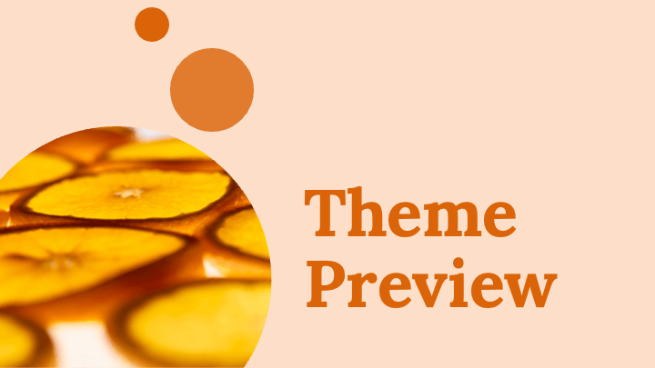 Orange tangerine palette with bold circular geometry for marketing and event presentations